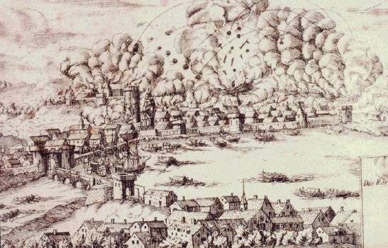 Dieppe bombardée 1694 D'après diapo Château-Musée de Dieppe